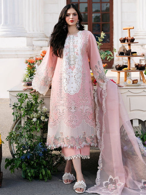 3 Piece Embroidered Lawn Shirt with Embroidered Organza Dupatta - 101
