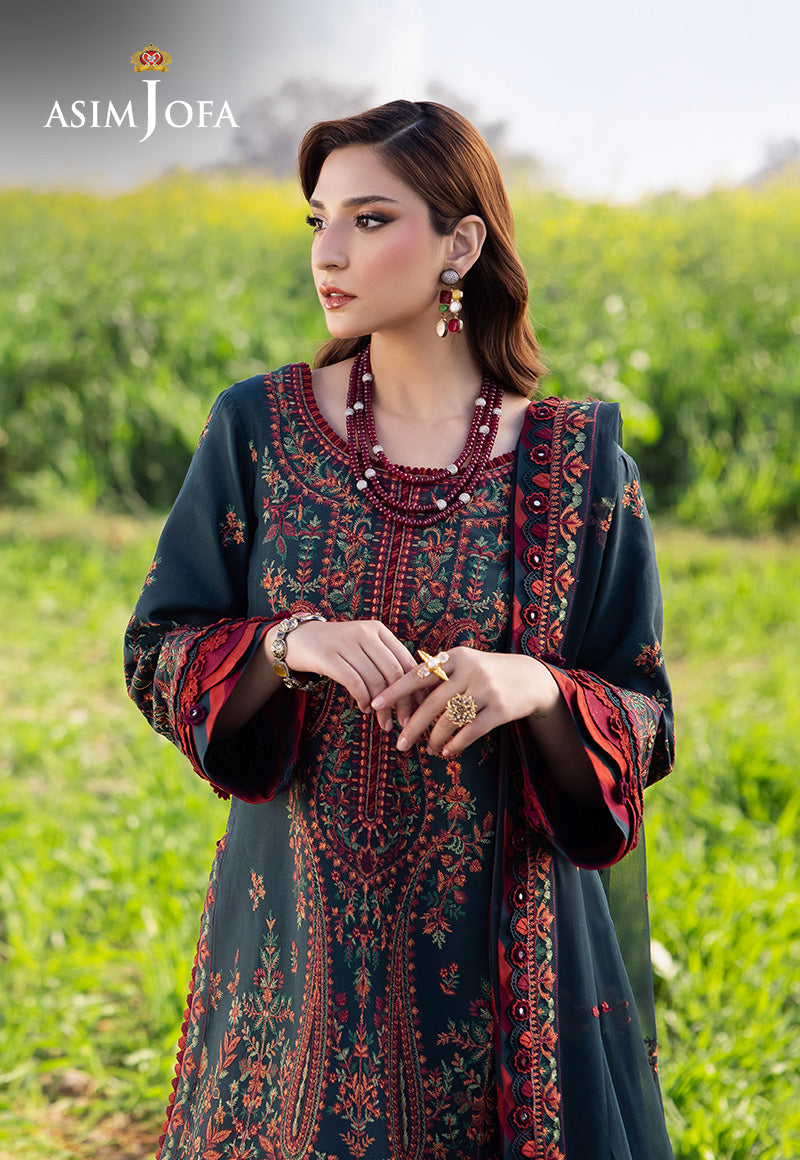3PC LAWN EMBROIDERED SHIRT WITH CHAFOON  EMBROIDERED DUPATA AND TROUSER - 677