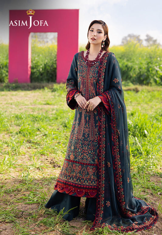 3PC LAWN EMBROIDERED SHIRT WITH CHIFFON EMBROIDERED DUPATTA AND TROUSER - 677