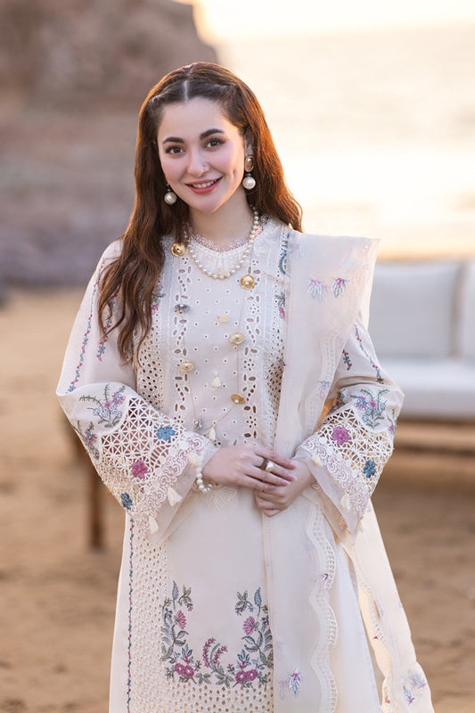 Qalamkar 3PC CHIKANKARI LAWN EMBROIDERED DUPATTA & TROUSER - 455 - Back
