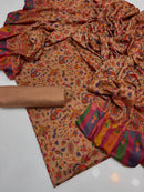 KALAMKARI  PURE PASHMINA WOOL 3PC UNSTITCHED SJ-216
