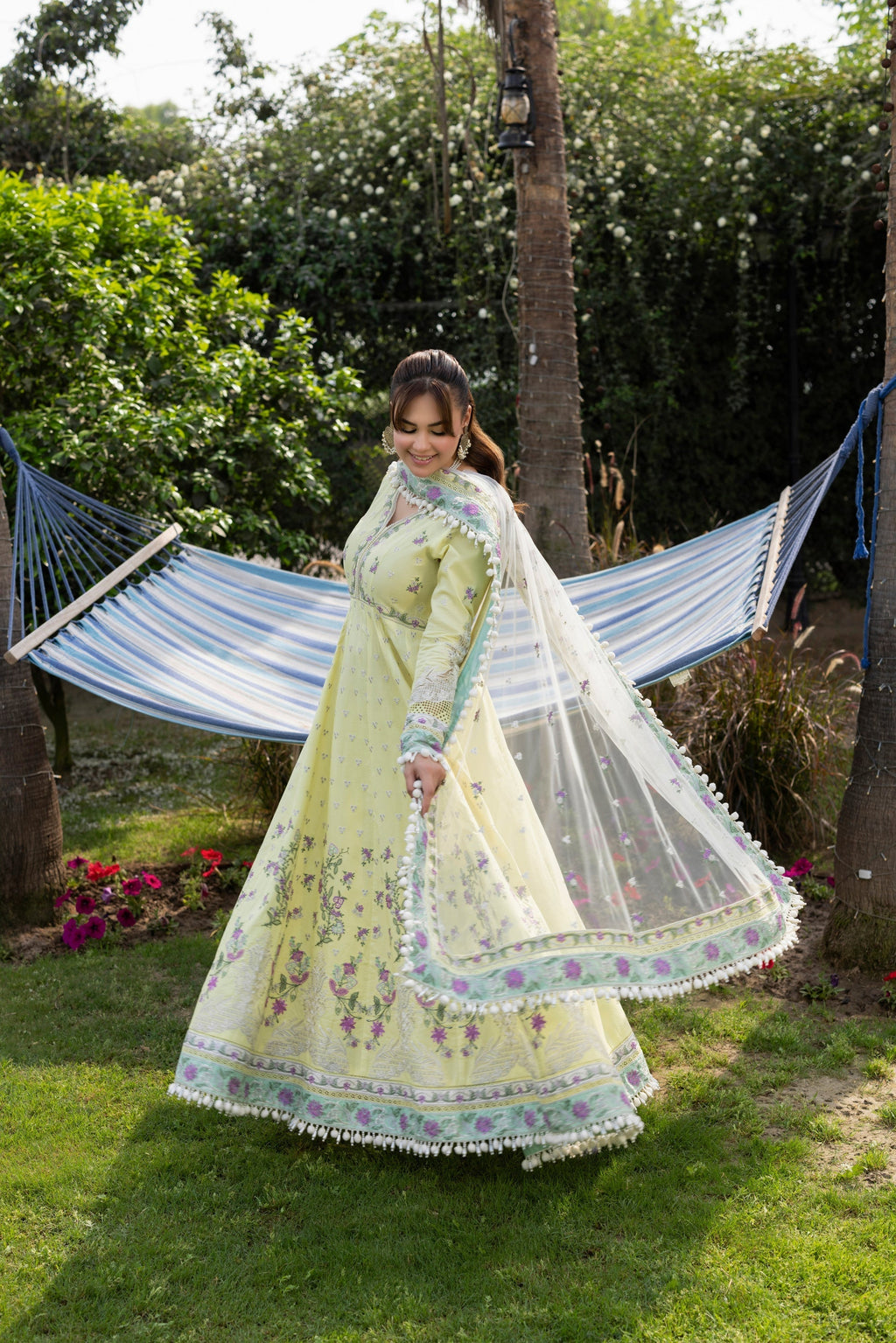 ANEEAS 3PC LAWN EMBROIDERED SHIRT WITH NET EMBROIDERED DUPATTA AND TROUSER  728
