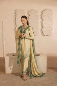 MEHMAL-3PC DHANAK EMBROIDERED SHIRT WITH DHANAK 4 PATI READY TO WEAR DUPATTA-SJ-5167