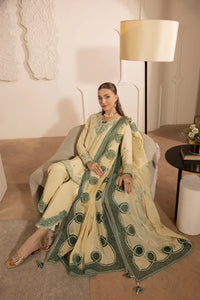 MEHMAL-3PC DHANAK EMBROIDERED SHIRT WITH DHANAK 4 PATI READY TO WEAR DUPATTA-SJ-5167