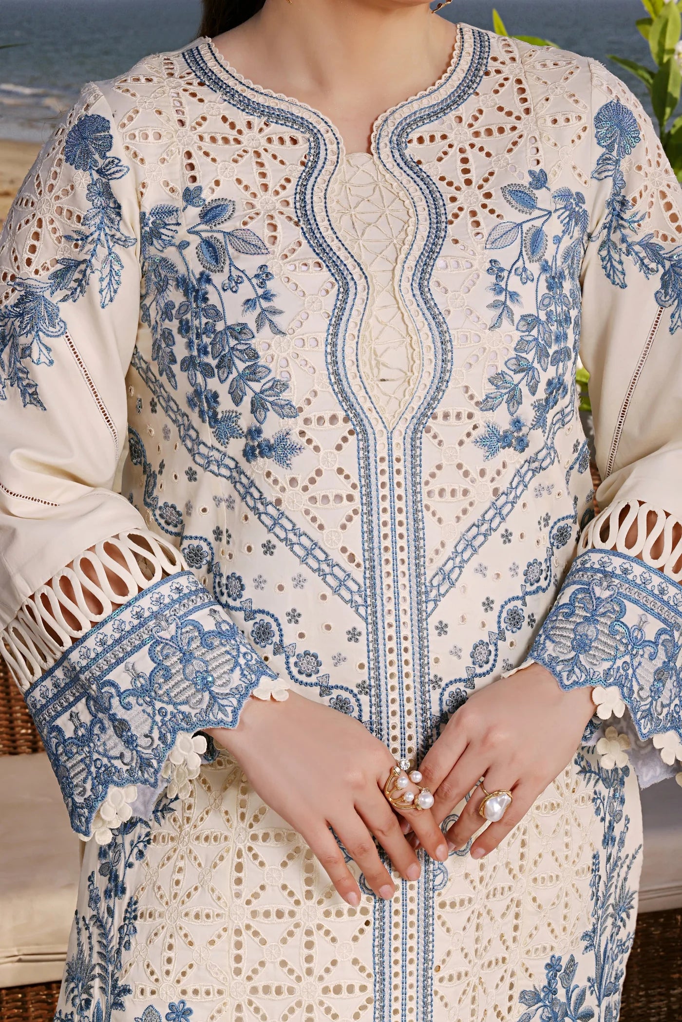 ANEELAS-3PC LAWN EMBROIDERED SHIRT WITH ORGANZA EMBROIDERED DUPATTA AND TROUSER-B-102