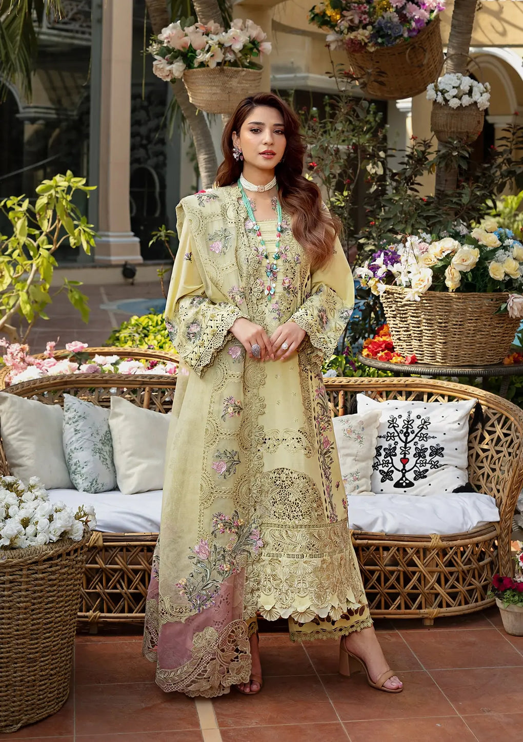 UNSTITCH PREMIUM EMBROIDERED LUXURY  LAWN | UNSTITCHED 3-PIECE SUIT 711