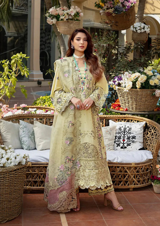 3PC Navy Blue Lawn Embroidered Unstitched Suit