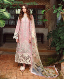 MUSHQ-3PC DHANAK HEAVY EMBROIDERED SHIRT WITH PRINTED WOOL SHAWL SJ-577