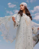 QALAMKAR-3PC DHANAK CHIKANKARI LUXURY EMBROIDERED SHIRT WITH WOOL PRINTED SHAWL SJ-2000