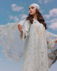 QALAMKAR-3PC DHANAK CHIKANKARI LUXURY EMBROIDERED SHIRT WITH WOOL PRINTED SHAWL SJ-2000