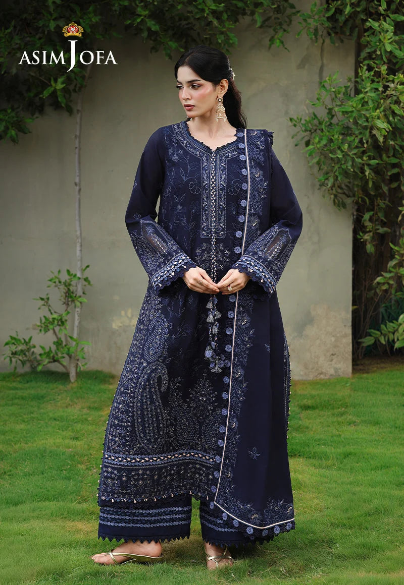 ASIM JOFA - 3PC DHANAK EMBROIDERED CHIKANKARI SHIRT WITH HEAVY EMB DUPATTA SJ-6078