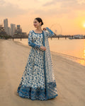 FAIZA SAQLAIN  3PC LAWN EMBROIDERED SHIRT WITH NET EMBROIDERED DUPATTA AND TROUSER 718