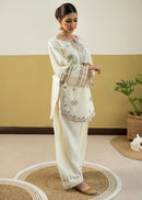 LAAM-2PC DHANAK EMBROIDERED SHIRT WITH EMB SLEEVES SJ-5942