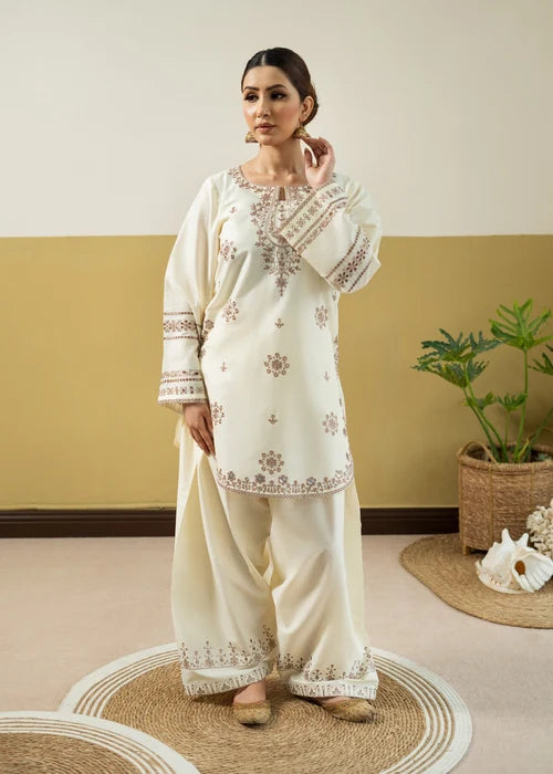 LAAM-2PC DHANAK EMBROIDERED SHIRT WITH EMB SLEEVES SJ-5942