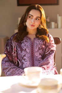 '-3PC DHANAK SEQUENCE EMBROIDERED SHIRT WITH COUTRAI PRINTED SHAWL & DHANAK TOUSER-BIC- 671
