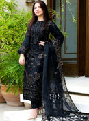 UNSTITCH 3 Piece Embroidered Lawn Shirt with Embroidered Organza Duppata 1020