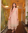 3 Piece Embroidered Lawn Shirt with Embroidered Organza Dupatta - 1049