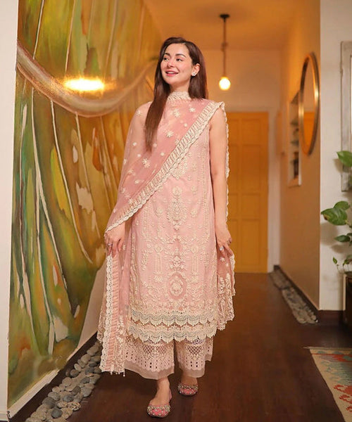 3 Piece Embroidered Lawn Shirt with Embroidered Organza Dupatta - 1049