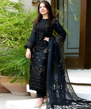 UNSTITCH 3 Piece Embroidered Lawn Shirt with Embroidered Organza Duppata 1020