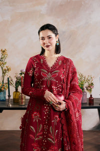 MARYAM HUSSAIN-3PC DHANAK HEAVY EMBROIDERED SHIRT WITH CUTWORK DUPATTA SJ-563