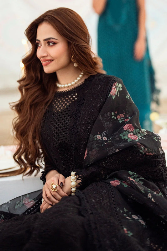 3PC DHANAK EMBROIDERED UNSTITCHED DRESS - 520W - Back