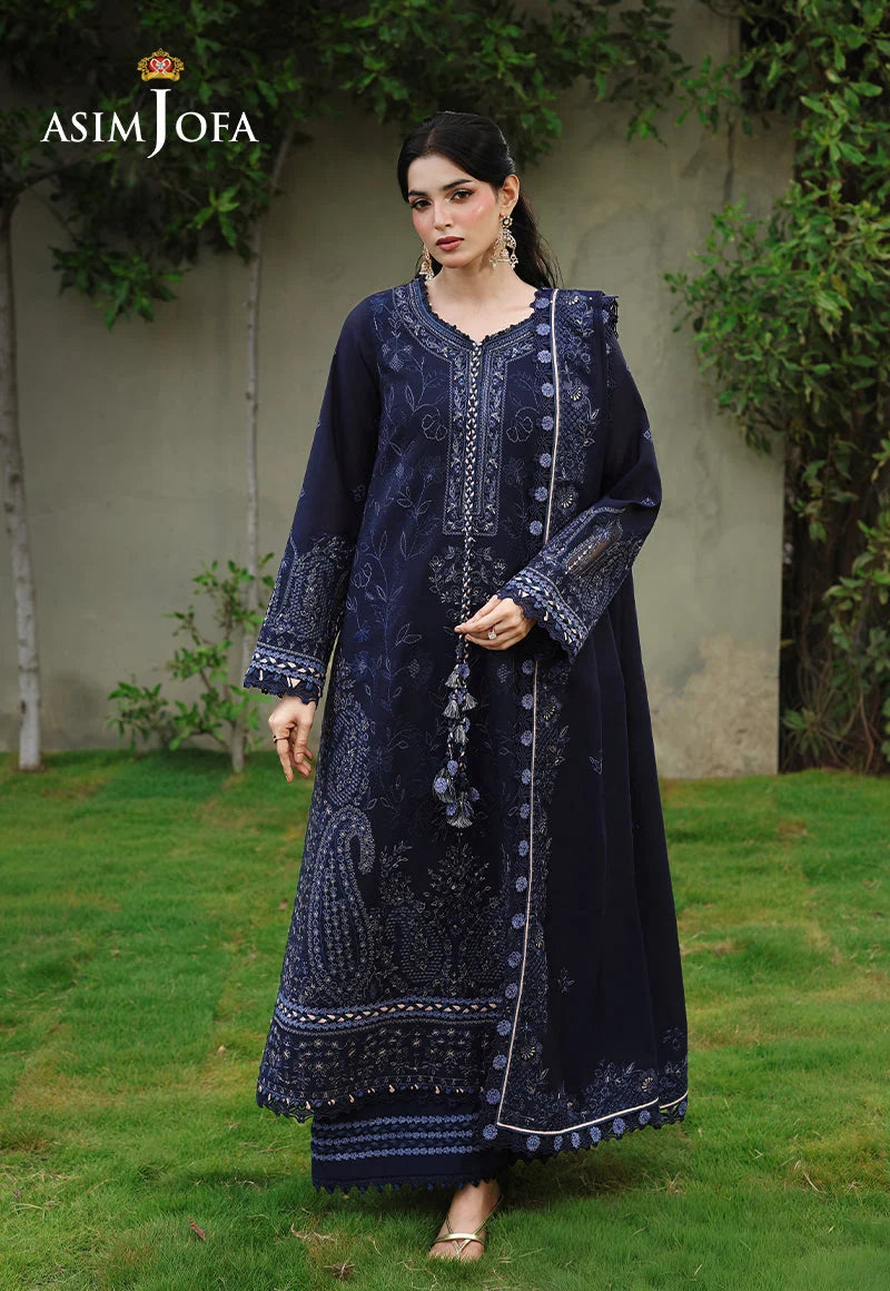 ASIM JOFA - 3PC DHANAK EMBROIDERED CHIKANKARI SHIRT WITH HEAVY EMB DUPATTA SJ-6078