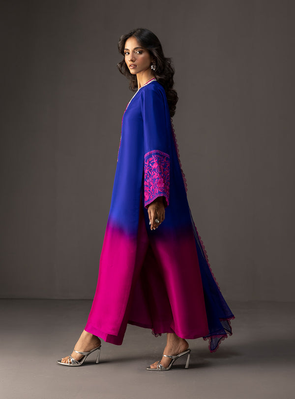 '- 3 Piece Unstitched Embroidered and Printed SIlk Suit 230