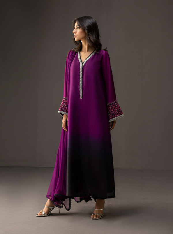 '- 3 Piece Unstitched Embroidered and Printed SIlk Suit 226