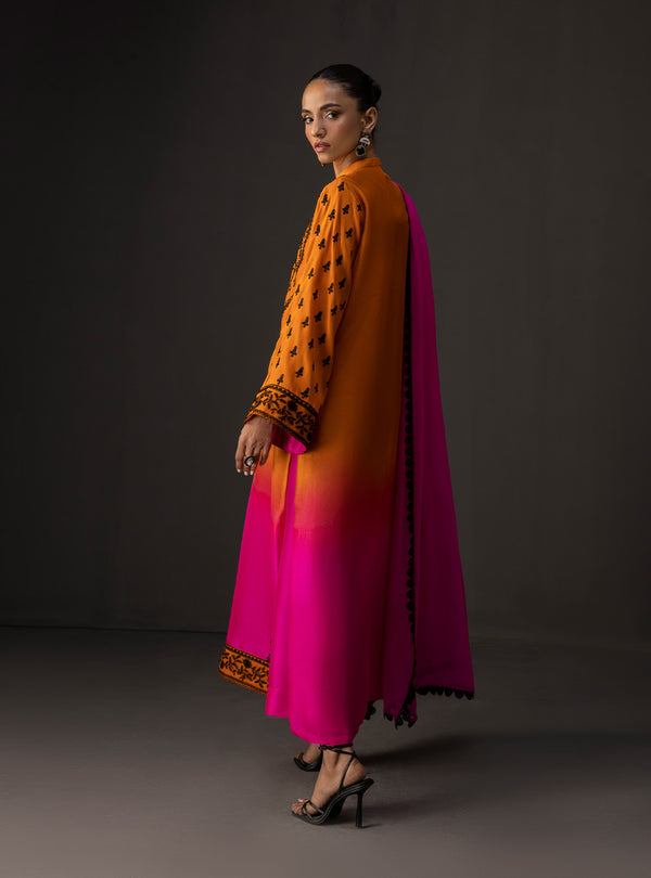 '- 3 Piece Unstitched Embroidered and Printed SIlk Suit 228