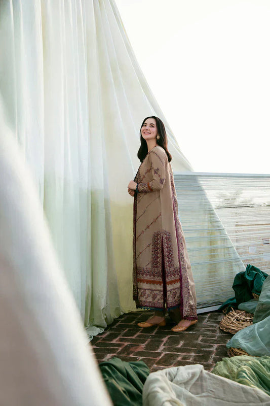 3PC DHANAK EMBROIDERED UNSTITCHED SUIT - 258 - Back
