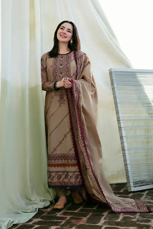 3PC DHANAK EMBROIDERED UNSTITCHED SUIT - 258