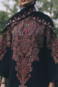 ZARA SHAHJAHAN-3PC DHANAK EMBROIDERED SHIRT WITH DHANAK EMBROIDERED SHAWL AND TROUSER SJ-5555