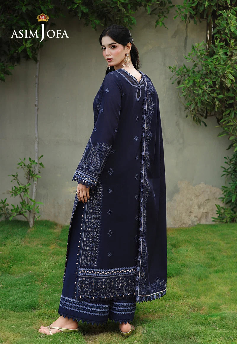 ASIM JOFA - 3PC DHANAK EMBROIDERED CHIKANKARI SHIRT WITH HEAVY EMB DUPATTA SJ-6078