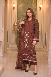 LAWN-3PC UNSTITCHED EMBROIDERED SHIRT WITH CHIFFON EMBROIDERED DUPATTA-1130