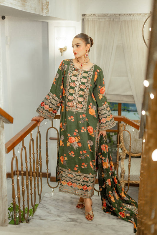 Aneelas Luxury Silk 3 Piece Unstitched - 262