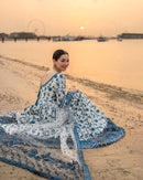 FAIZA SAQLAIN  3PC LAWN EMBROIDERED SHIRT WITH NET EMBROIDERED DUPATTA AND TROUSER 718