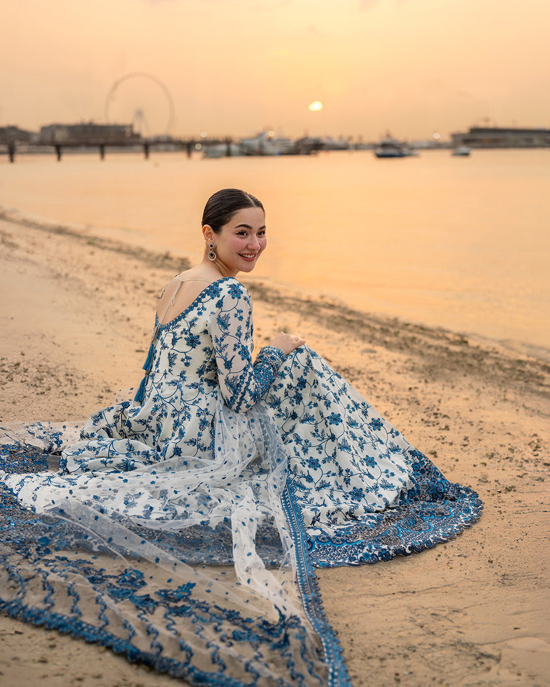 FAIZA SAQLAIN  3PC LAWN EMBROIDERED SHIRT WITH NET EMBROIDERED DUPATTA AND TROUSER 718