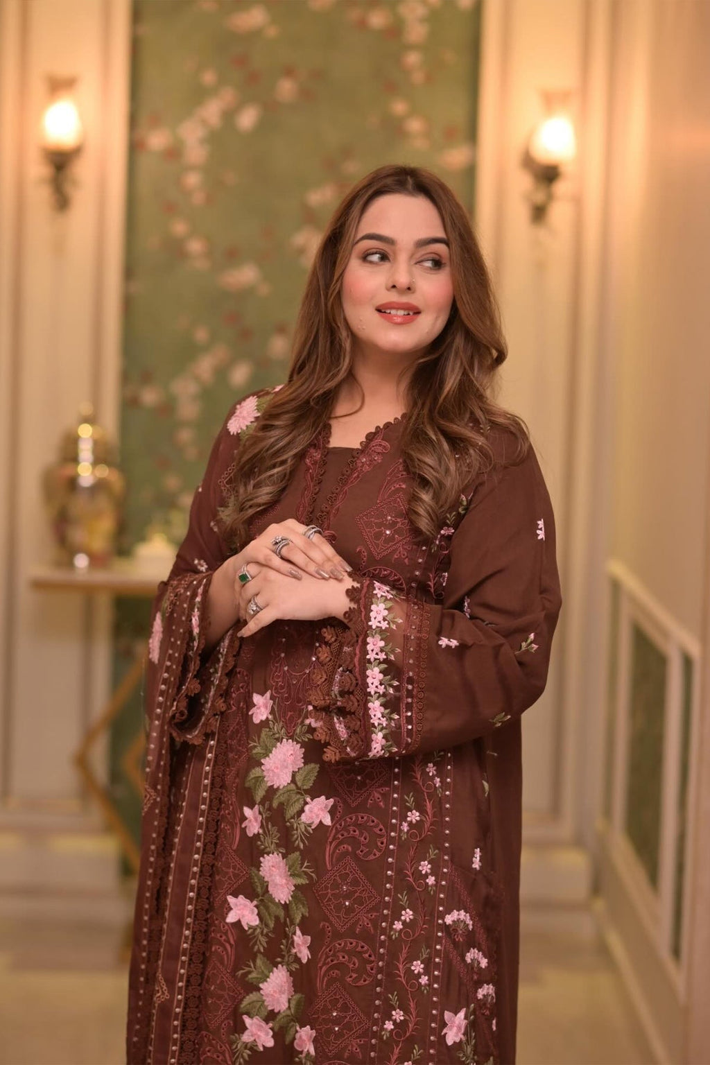 Lawn Unstitched 3pc  Embroidered Collection with Chiffon Dupatta 704