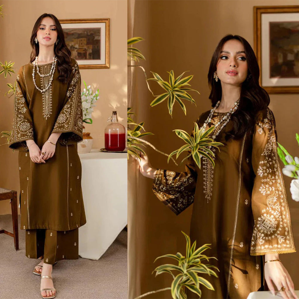 2 Piece Embroidered Lawn Shirt with Dyed Trouser 105