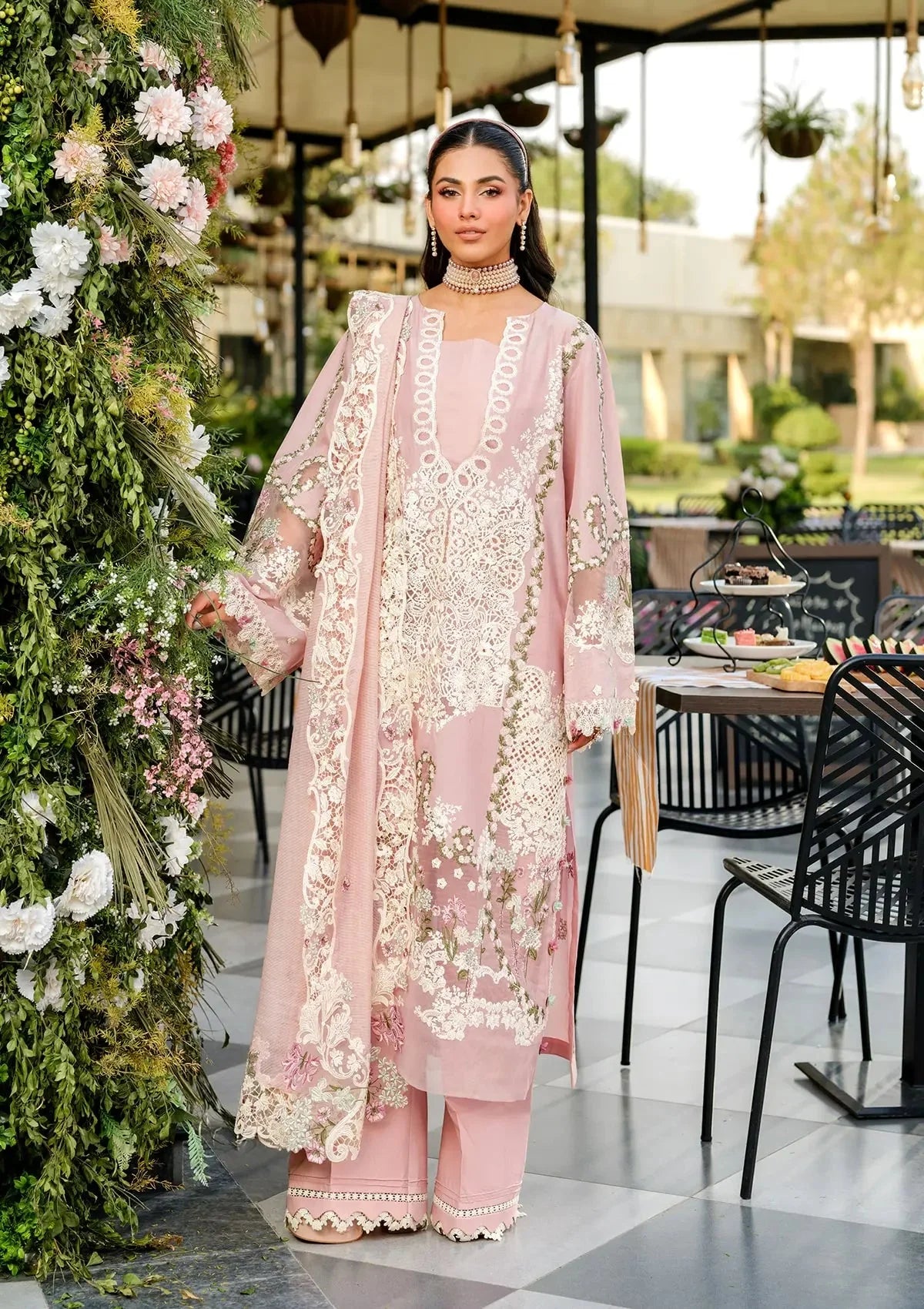 ELAF LAWN CHIKANKARI LUXURY EMBROIDERED 3 PIECES DRESS-J1007