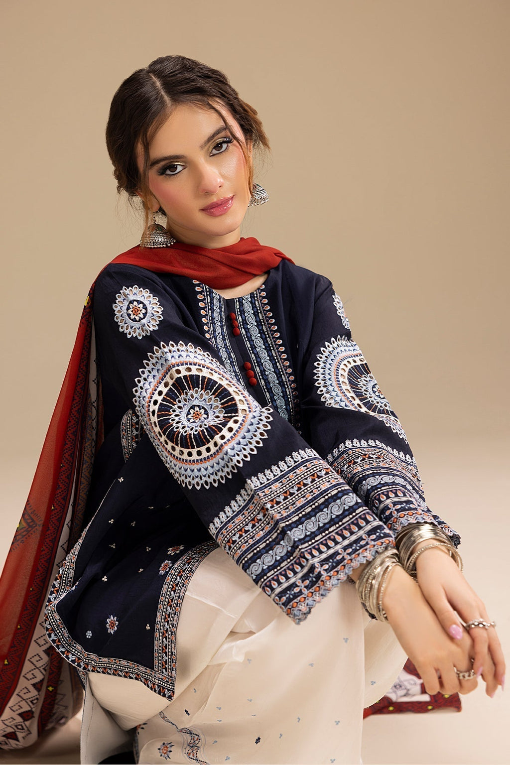 '- UNSTITCHED 3PC DHANAK EMBROIDERED SUIT RR 610