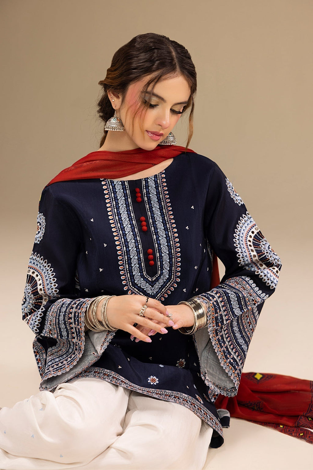 '- UNSTITCHED 3PC DHANAK EMBROIDERED SUIT RR 610