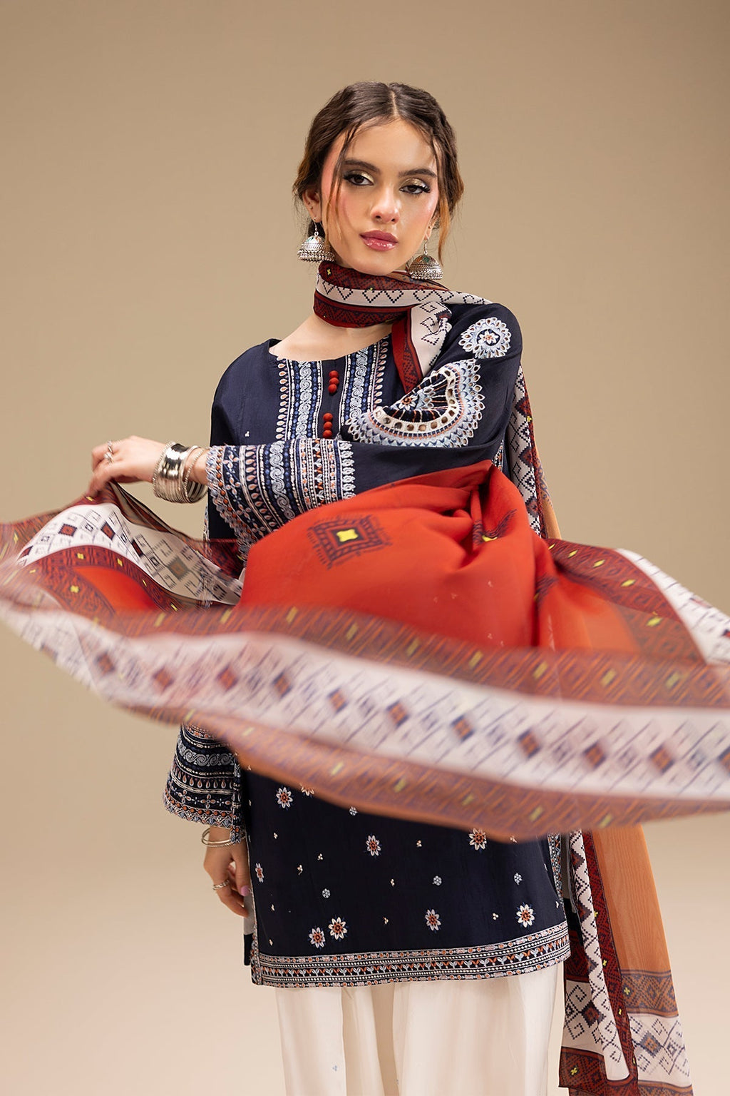 '- UNSTITCHED 3PC DHANAK EMBROIDERED SUIT RR 610