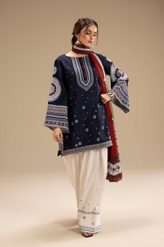 UNSTITCHED 3PC DHANAK EMBROIDERED SUIT - 241 - Back