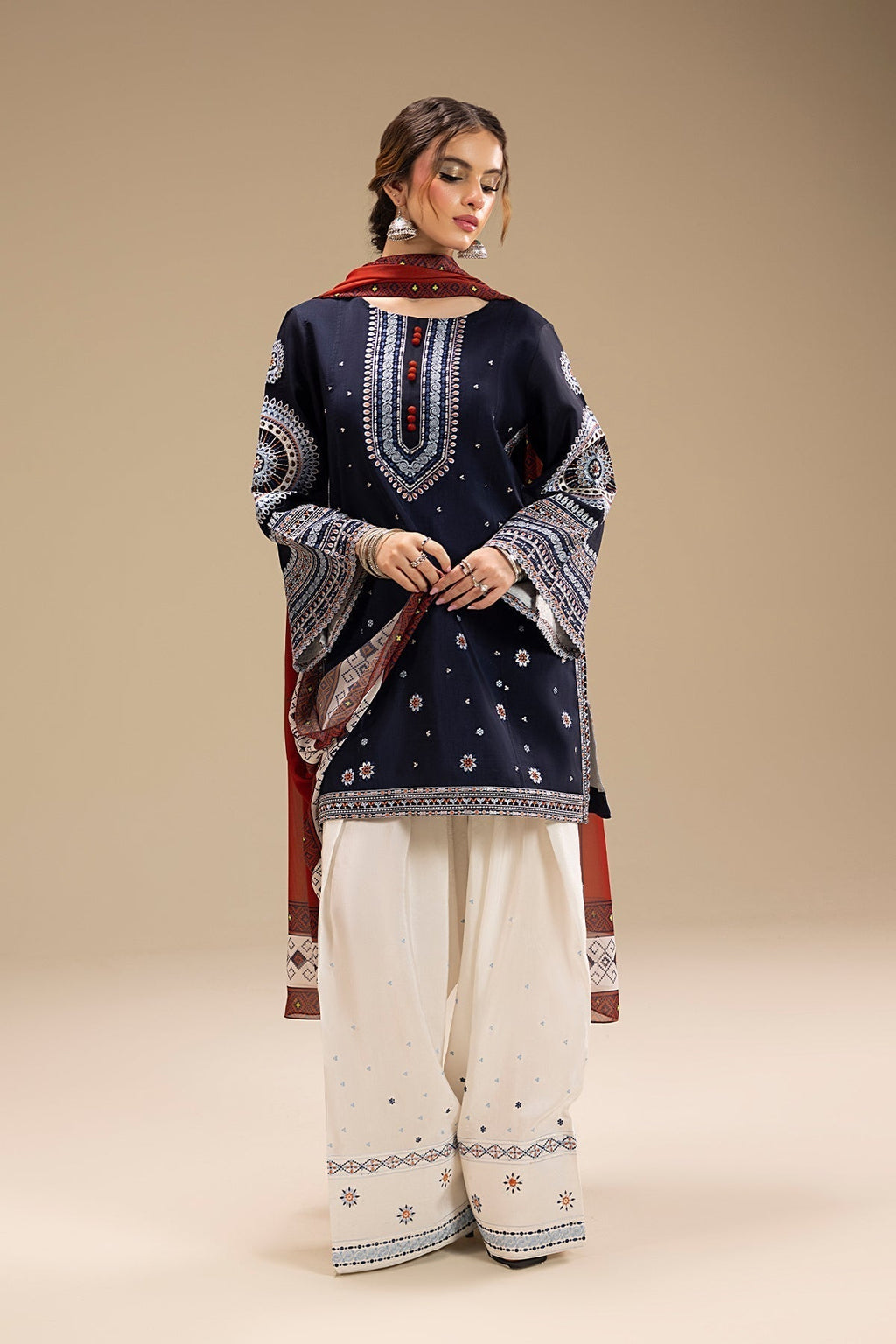 '- UNSTITCHED 3PC DHANAK EMBROIDERED SUIT RR 610