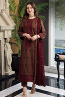 UNSTITCH 3PC LAWN EMBROIDERED SHIRT WITH CHIFFON EMBROIDERED DUPATTA AND TROUSER - 1025