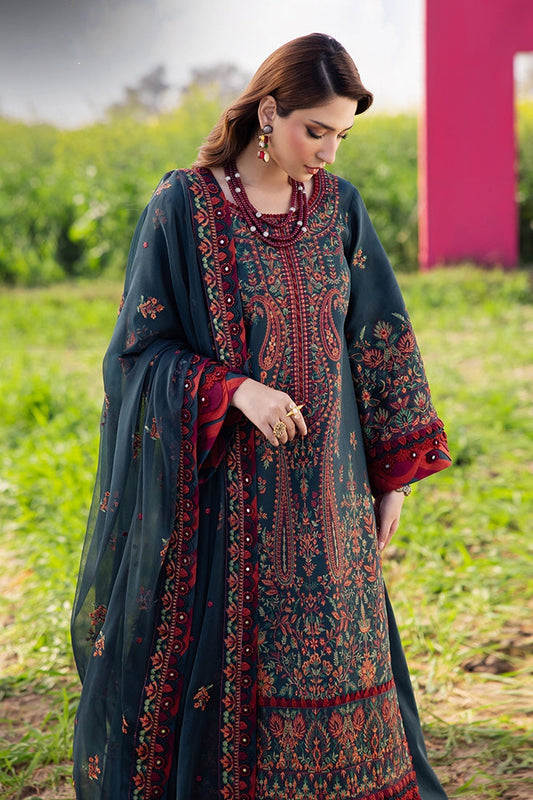 3PC LAWN EMBROIDERED SHIRT WITH CHIFFON EMBROIDERED DUPATTA AND TROUSER - 677 - Back