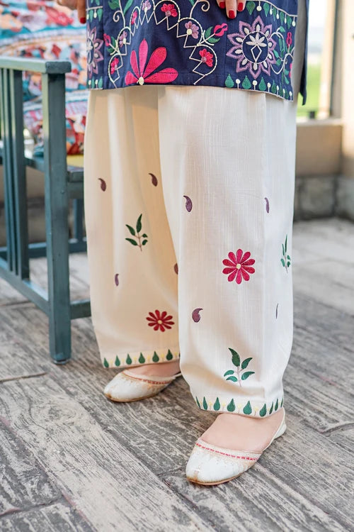 URGE PRET-2PC DHANAK FLOWERING EMBROIDERED SHIRT WITH EMB TROUSER SJ-5936