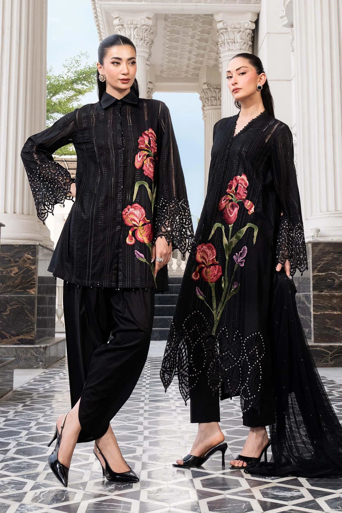 MARIA.B-3PC DHANAK EMBROIDERED SHIRT WITH CHIFFON EMBROIDERED DUPATTA AND TROUSER SJ-5008