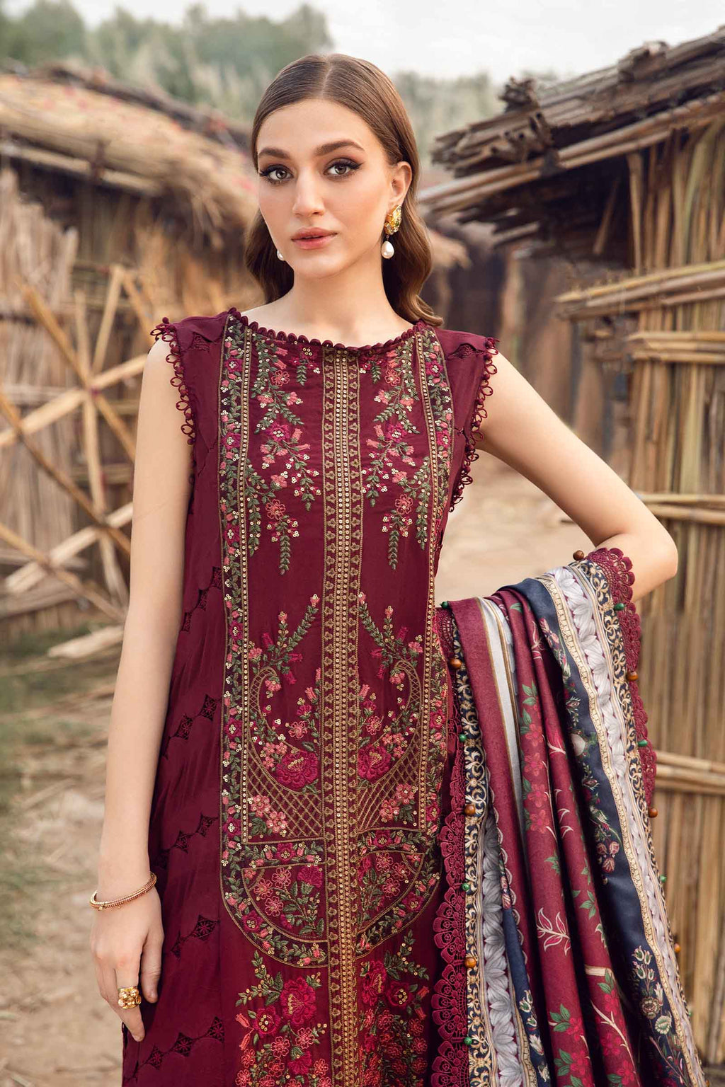 3 Piece Unstitched Printed Linen Suit | MPT- 674